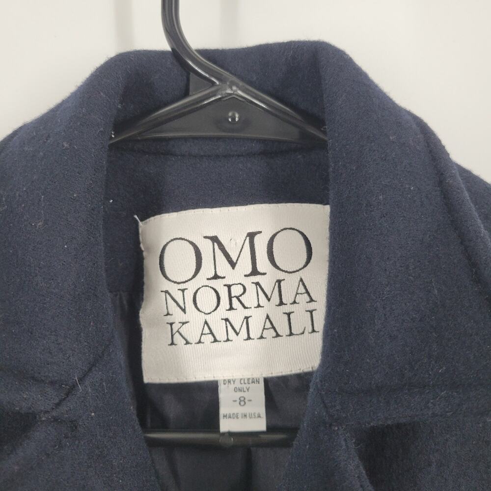Omo Norma Kamali Navy Button Down Pocket Wool Silk Coat 8 - Picture 4 of 9